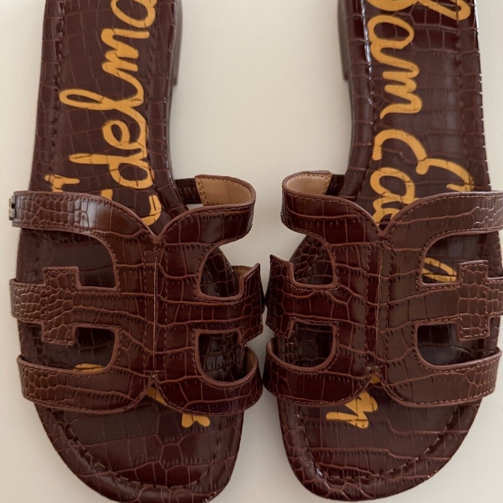 Sam Edelman Bay Slide Sandals Brown Croc 9W